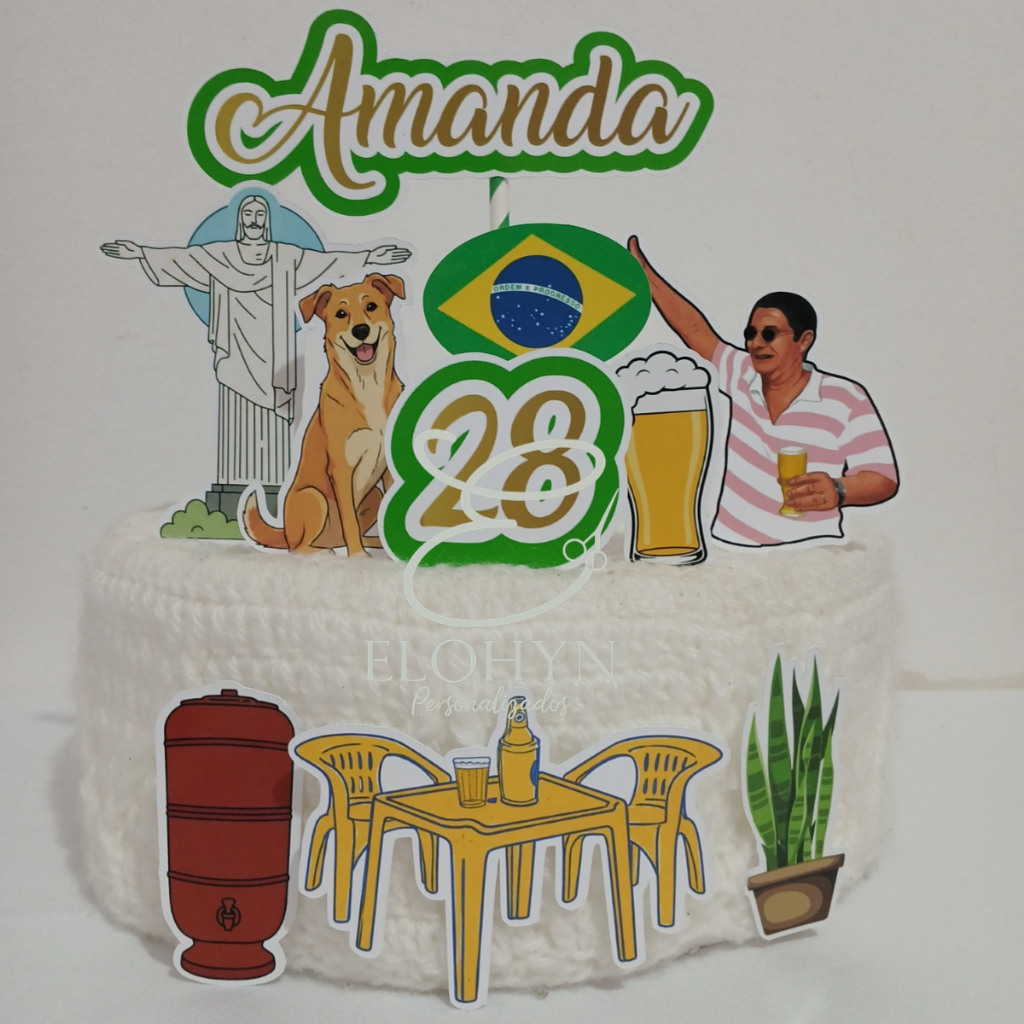 Topo Topper Decoração De Bolo Enfeite Brasilidade/ Brasileiro