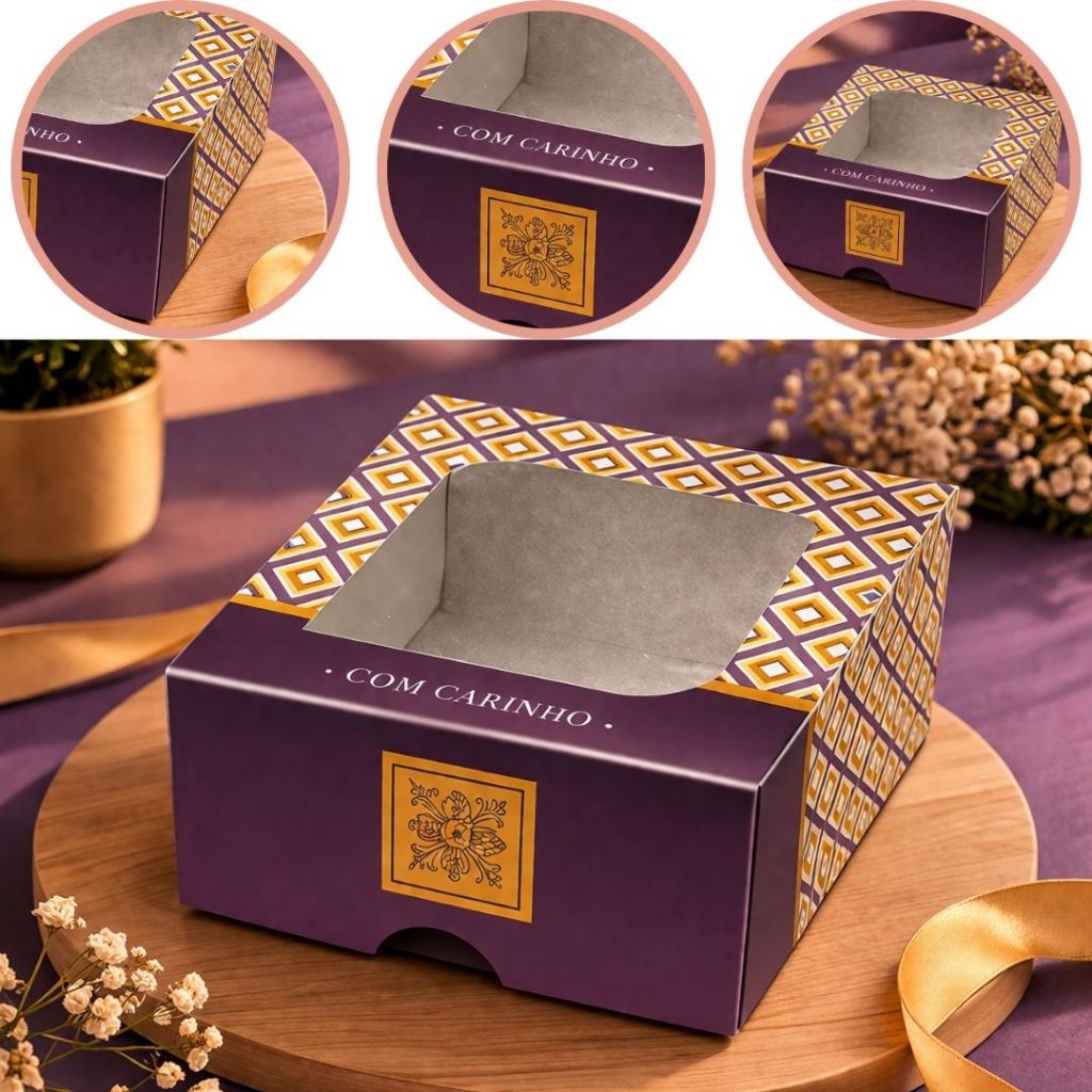10 CAIXAS PARA 4 DOCES LINHA VIOLETA C/ VISOR 1104 ( DIA DOS NAMORADOS JANGO 2026 ) OUTLET