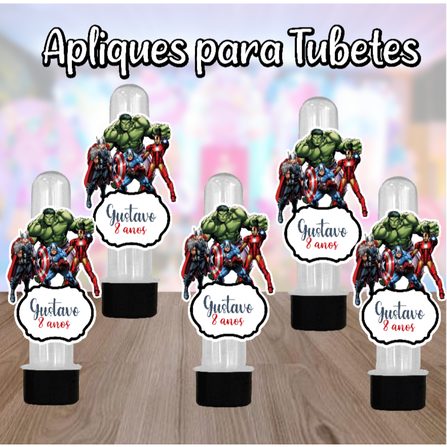 ENVIO IMEDIATO   - 20/50/100 Apliques Vingadores para Tubetes 13cm e Cupcake - FAZEMOS TODOS OS TEMAS em Oferta na Shopee