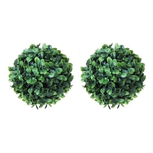 Kit 2 Buchinho Artificial Bola 13cm Verde Para Jardim e Decoração