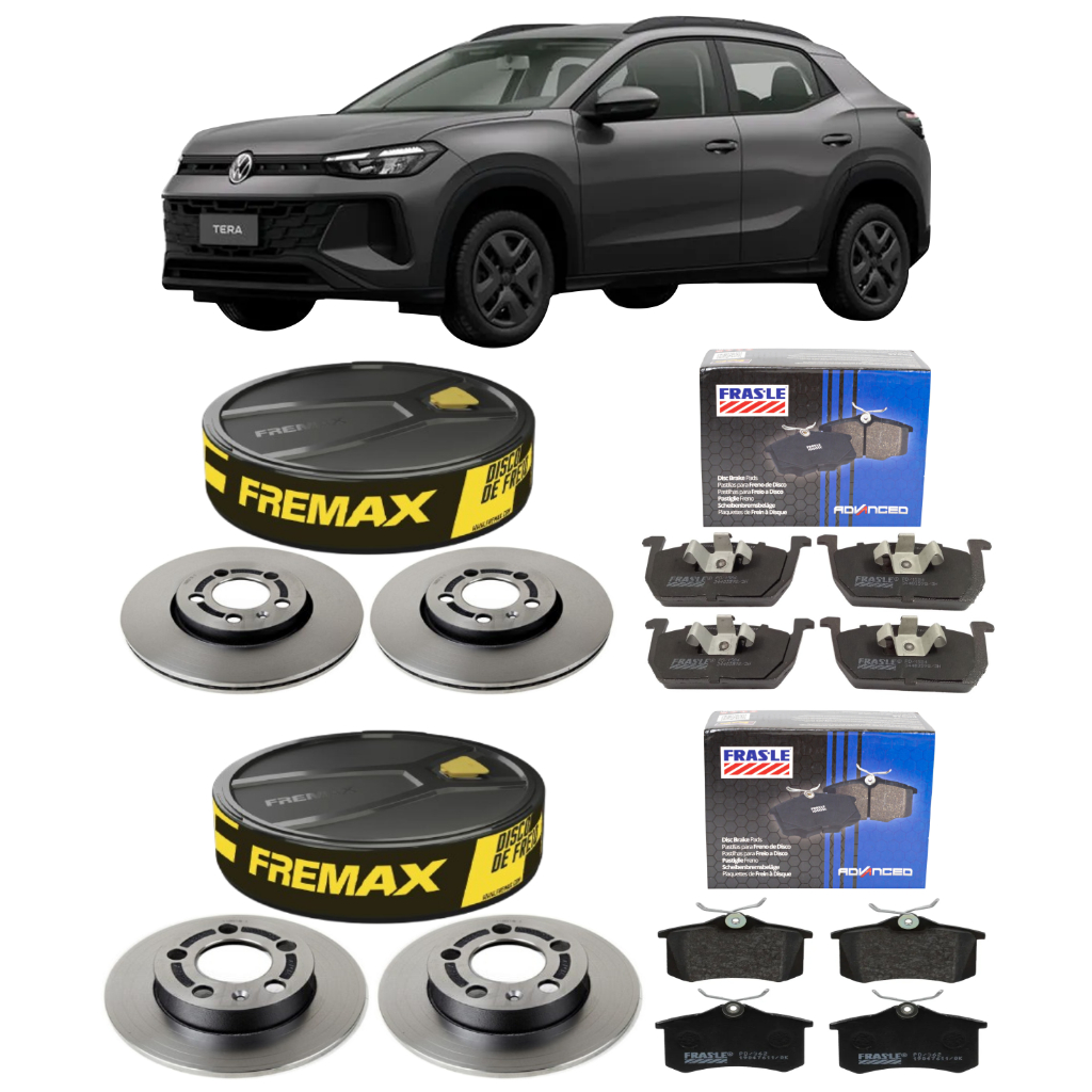KIT DISCO DE FREIO FREMAX + PASTILHA FRASLE DIANT TRAS TERA 1.0 2025 2026