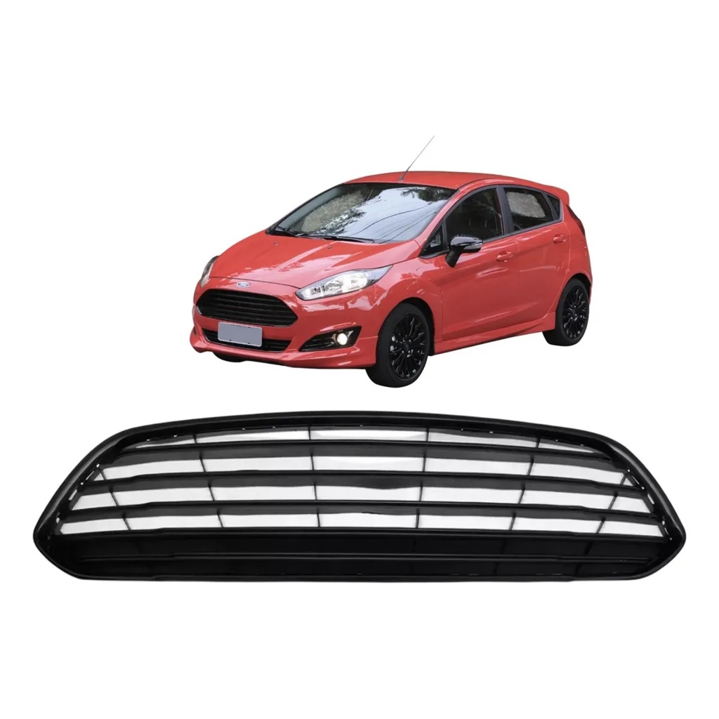 Grade Central Parachoque Dianteiro New Fiesta 14/... Friso Preto