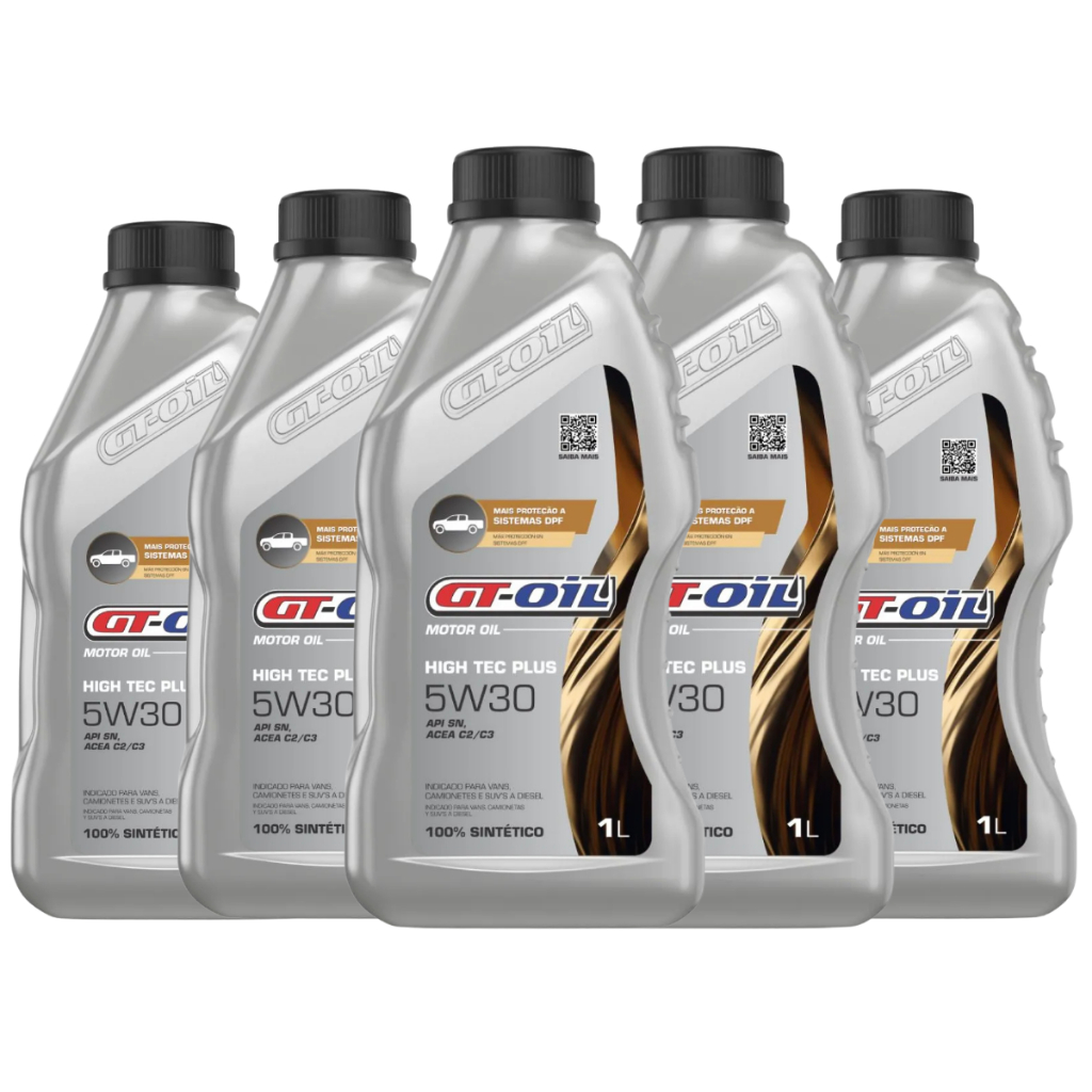 Kit 5 Óleo Motor Gt Oil High Tec Plus 5w30 Sintético Diesel