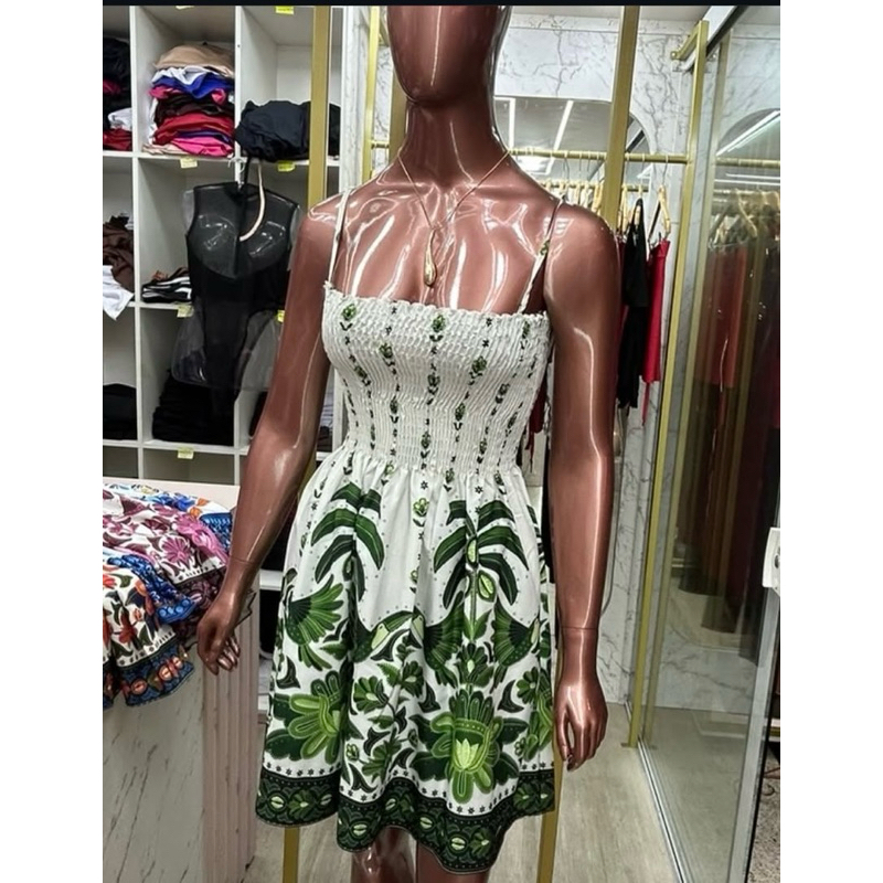 Vestido Curto Floral Feminino com Lastex e Alcinha – Vestido de Verão Leve e Soltinho