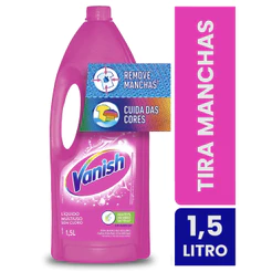 Vanish Multiuso Alvejante Tira Mancha Líquido Roupas Coloridas ou Crystal White Branco rosa Alvejante Antiamarelado 1,5l