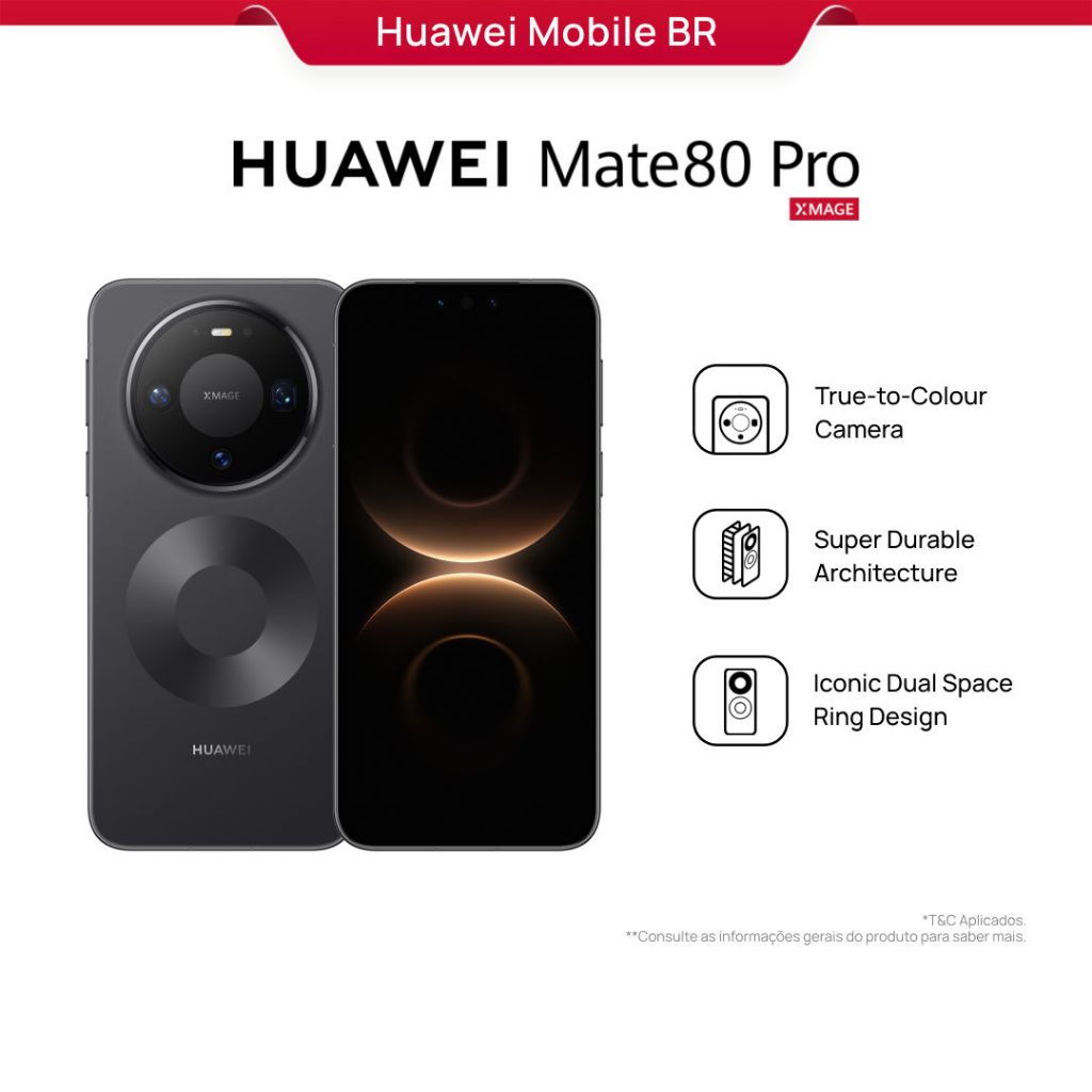 HUAWEI Mate 80 Pro| Celular | 16GB+512GB | Câmera com Cores Reais | Arquitetura Super Resistente | 5750 mAh