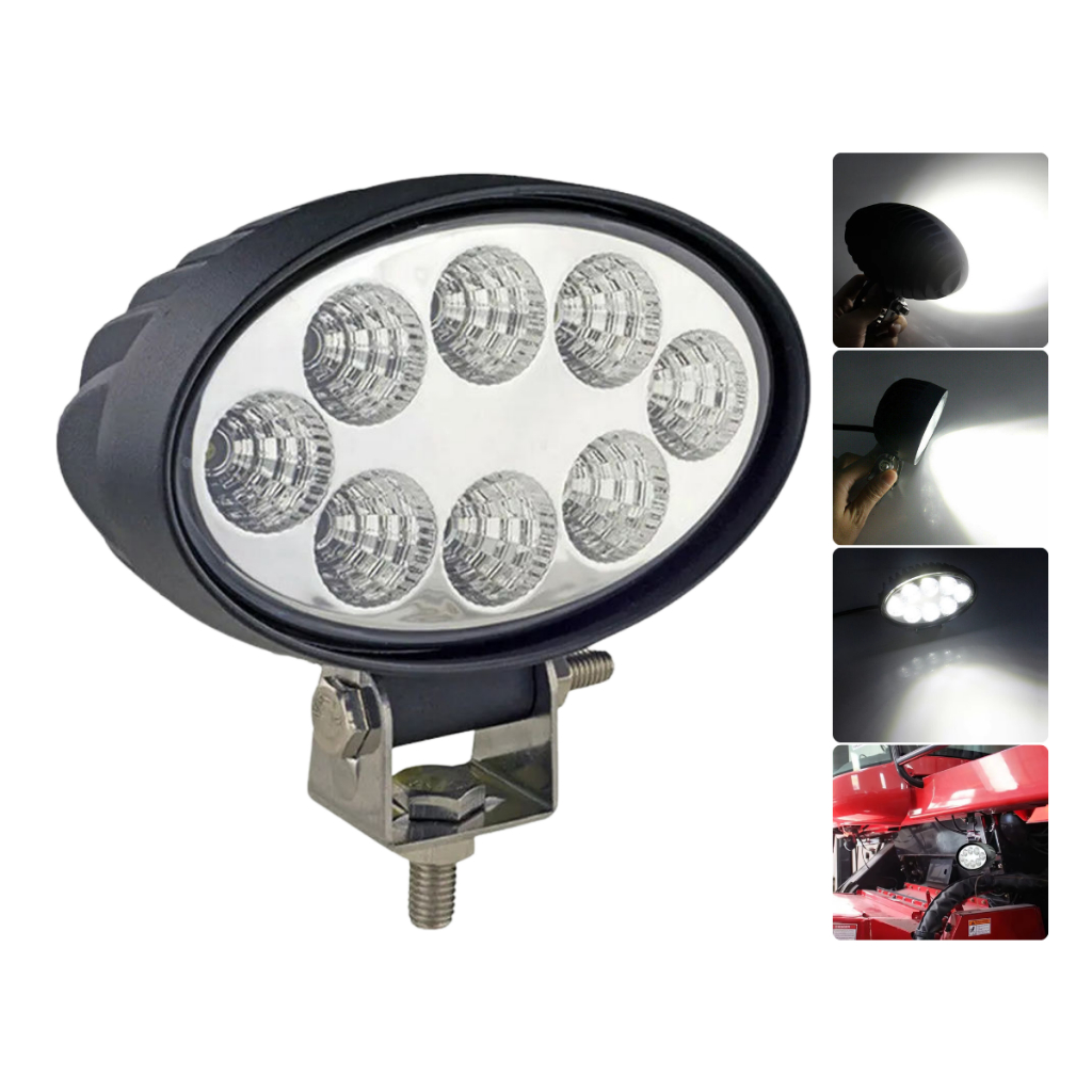 Farol Milha Led Oval 12v/24v 24W 8 LEDs Spot 6000K Auxiliar Farolete Universal Automotivo Carro