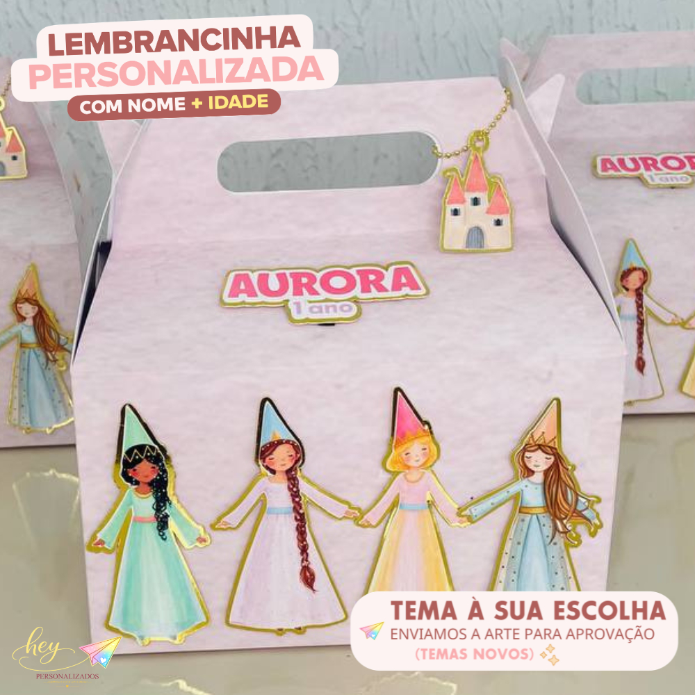 Lembrancinha princesas merimeri Personalizada | Caixa Maleta | Nome e Idade | Festa Escolar | Aniversário Infantil