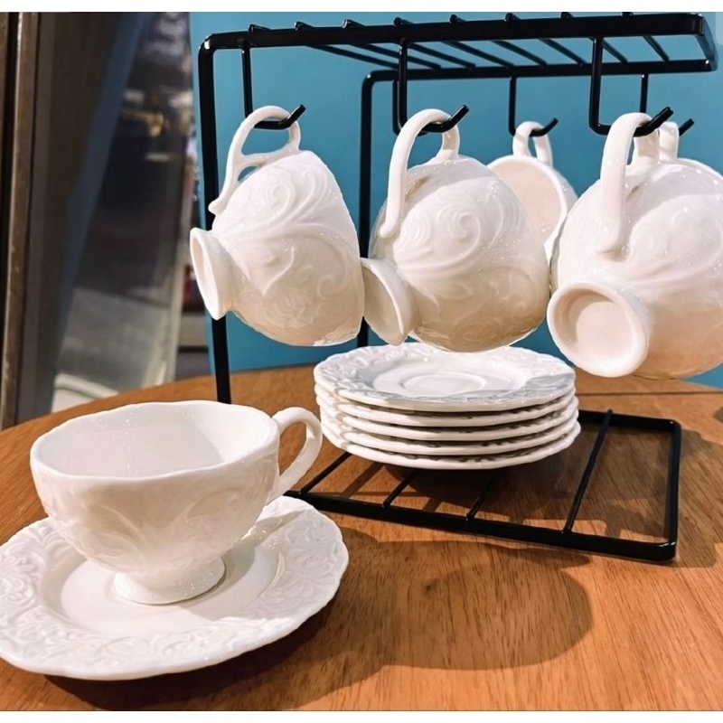 Xícara de café kit com 12 peças de Cerâmica em porcelana mega top