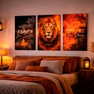 Quadro Decorativo Nunca foi Sorte Sempre Foi Deus Fumaça Leão 120x60 em Oferta na Shopee