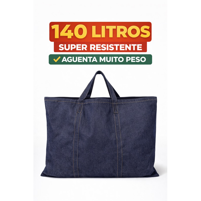 Sacola Jeans Grande Sacoleiro Viagem Mudança 140L