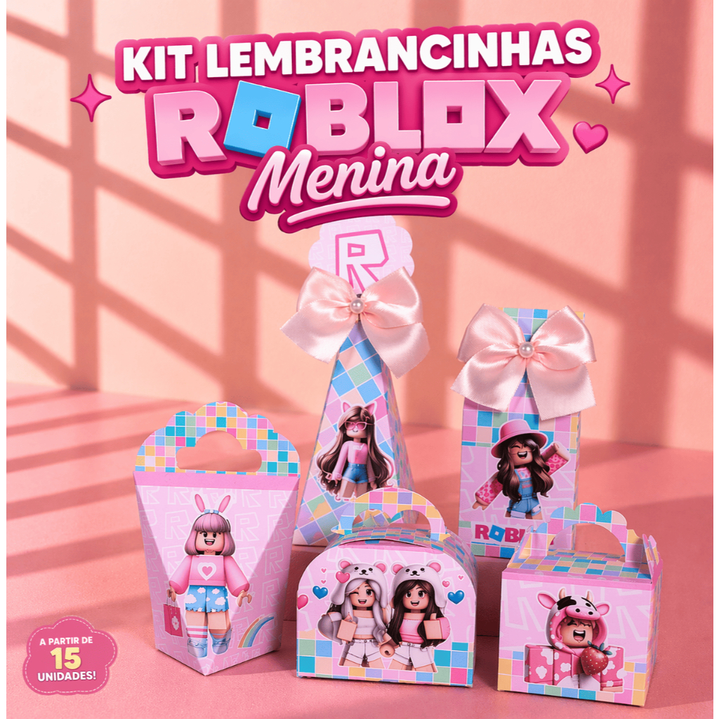 Kit Festa  Lembrancinhas  Personalizadas  Roblox Menina | Caixinhas Festa Infantil Aniversário