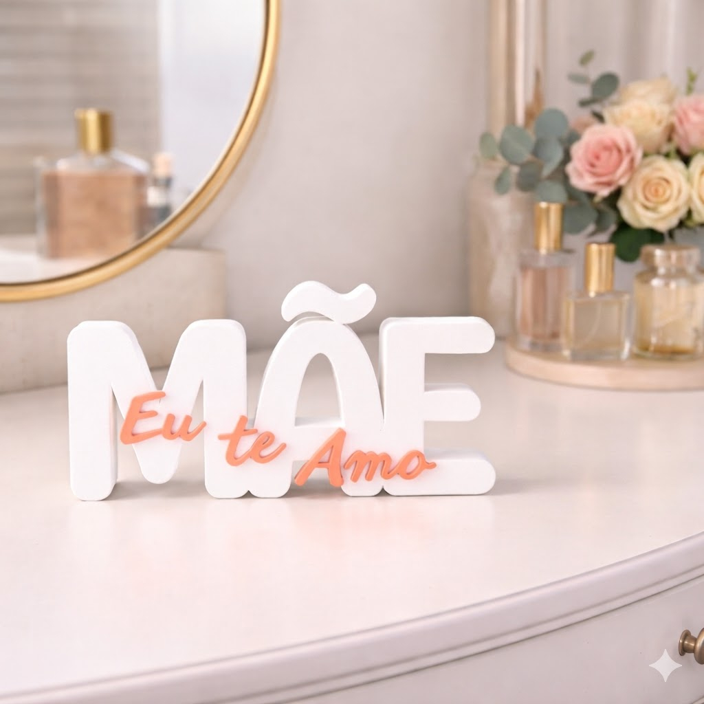 Letreiro Decorativo “Mãe Eu Te Amo” – Presente Especial para Mãe | Ideal para Quarto e Penteadeira