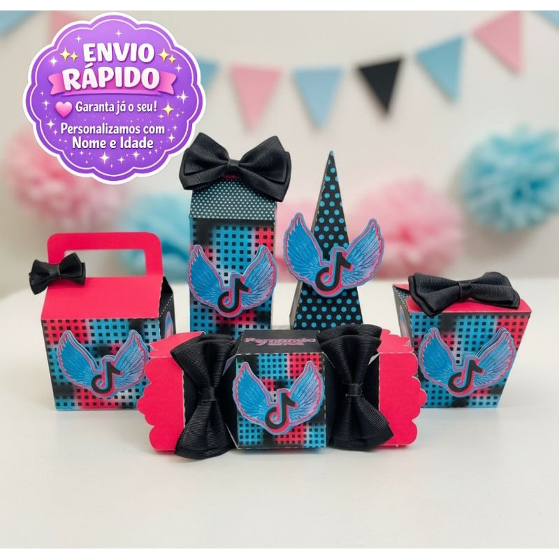 Kit Caixinhas Personalizadas Tema: TikTok - Aniversário - Festa - Lembrancinhas para doces