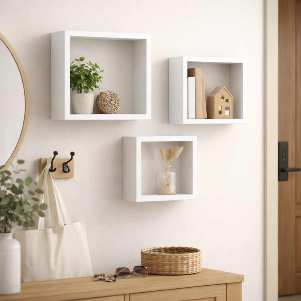Conjunto 3 Nichos Decorativos MDF Parede Moderno Organização Sala Quarto Banheiro Cozinha Escritório