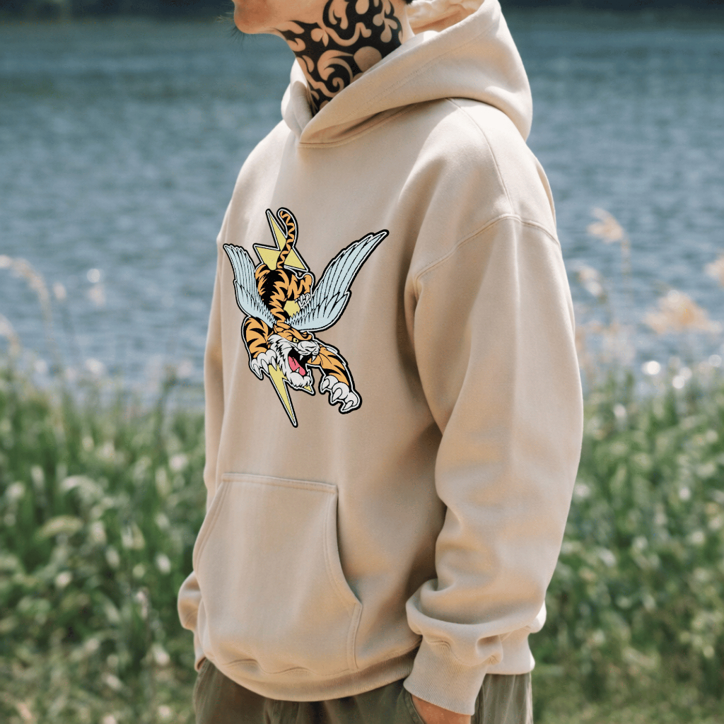 Moletom Estampado Stretwear Canguru Inverno Unisex Algodão Estilosa Confortavel Premium Cores Variadas Lançamento Tigre