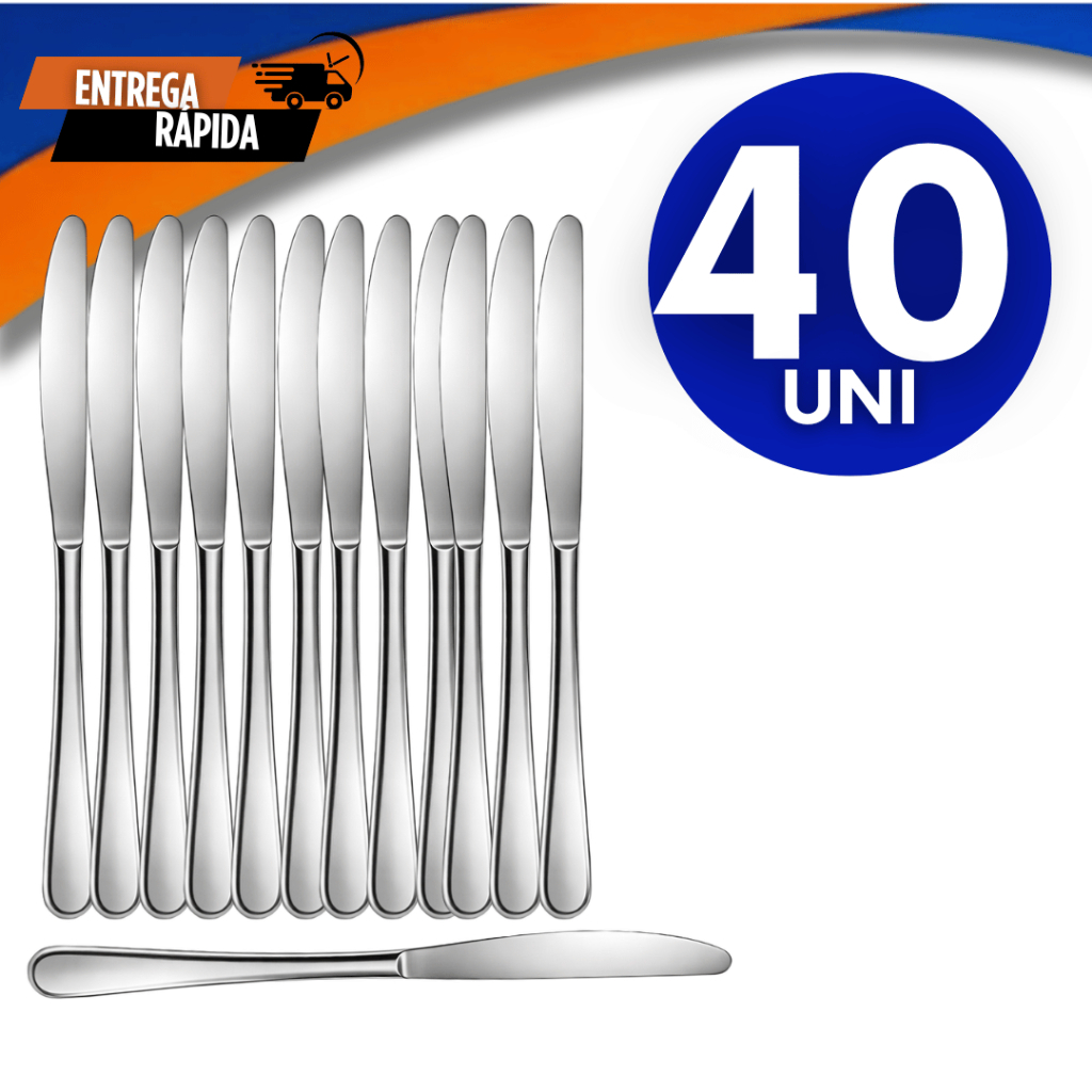 Jogo Faca de Sobremesa Aço Inox 18,5Cm Doceria Cafeteria Buffet Restaurante Talheres Utilidades