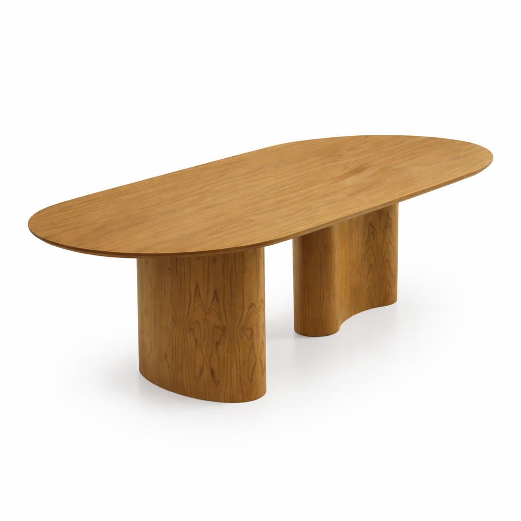 Promoção Mesa Jantar Oval Madeira Base Organica 220cm 10 Lugares Tampo Laminado Rústica Gourmet
