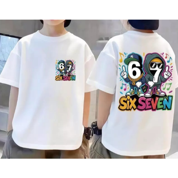 Camiseta 100% algodao estampada 67 Six Seven Streetwear Crianças Masculina Feminina Envio Imediato