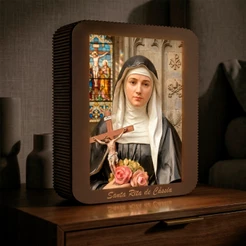 Luminaria Santa Rita de Cassia Led 3d Iluminação Personalizada Decoração Cristã Clean Presente