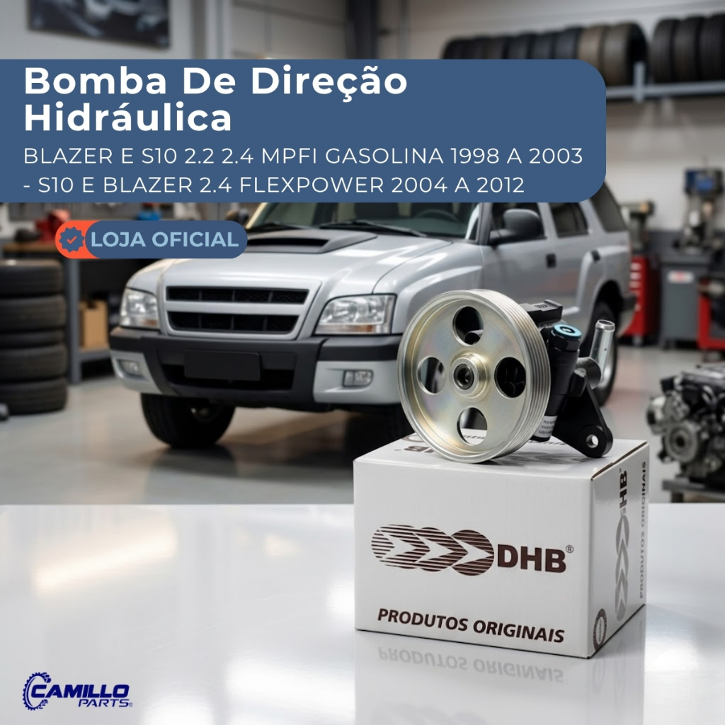Imagem Bomba Direção Hidráulica S10 Blazer 2.2 2.4 Flex 1998 a 2012 DHB Original Alta Durabilidade