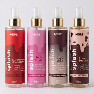 Body Splash Feminino 200ml Melive Pós Banho Doce, Floral e Suave Para o Dia a Dia