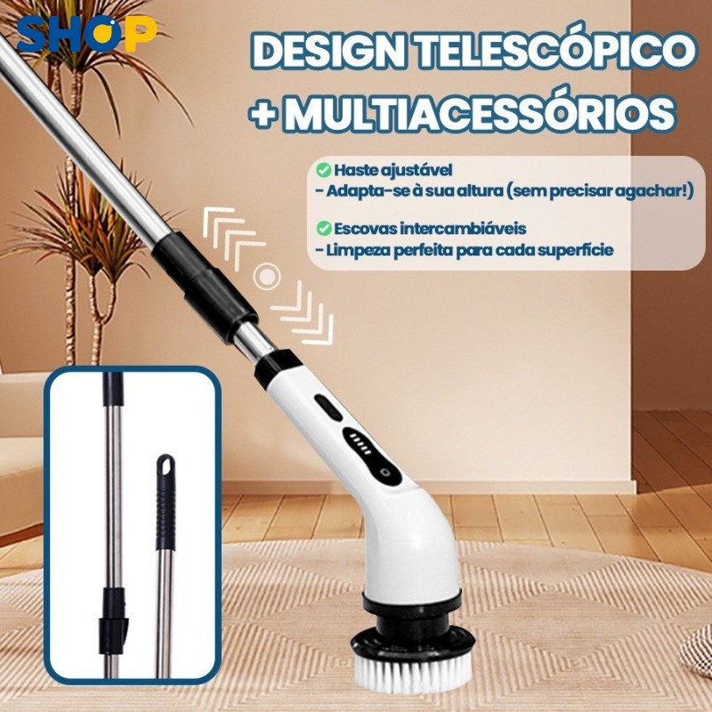 9 em 1 Escova De Limpeza elétrico Ajustável Janela Banheiro e Cozinha Recarregável D10