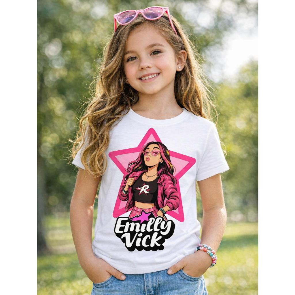 Camiseta dos Rosa Emilly Vick Viral 100% Algodão