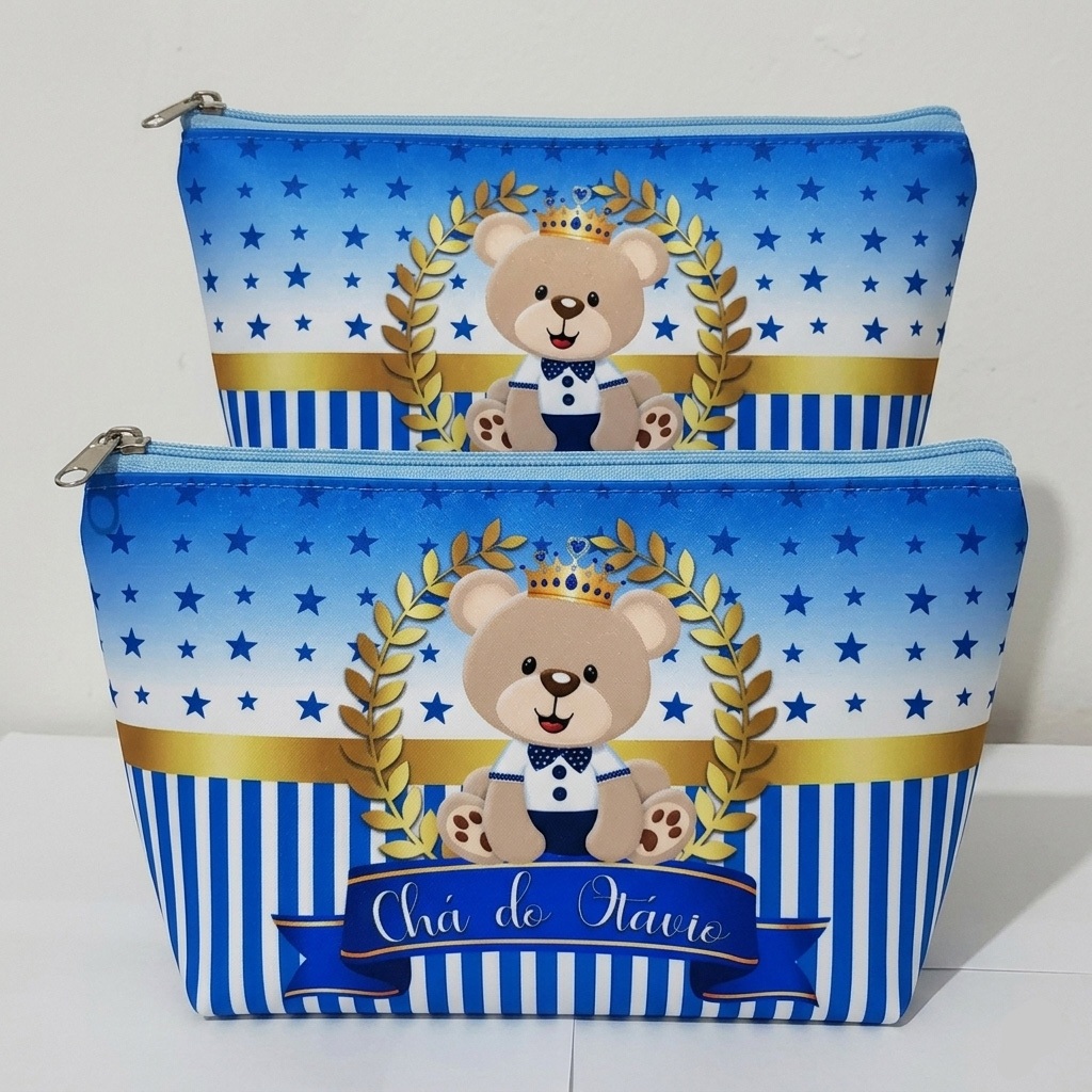 Kit 20 Necessaire Personalizada Ursinho azul Lembrancinha Personalizada Aniversário chá de bebê batizado chá revelação