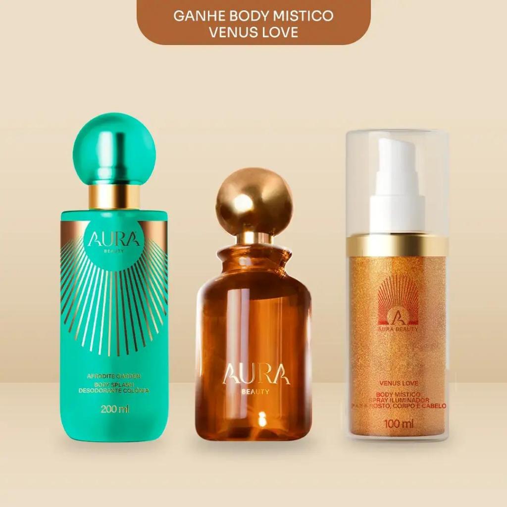 Kit AURA Essencial: Body Splash Afrodite Garden 200ml + Perfume Deo Colônia 100m
