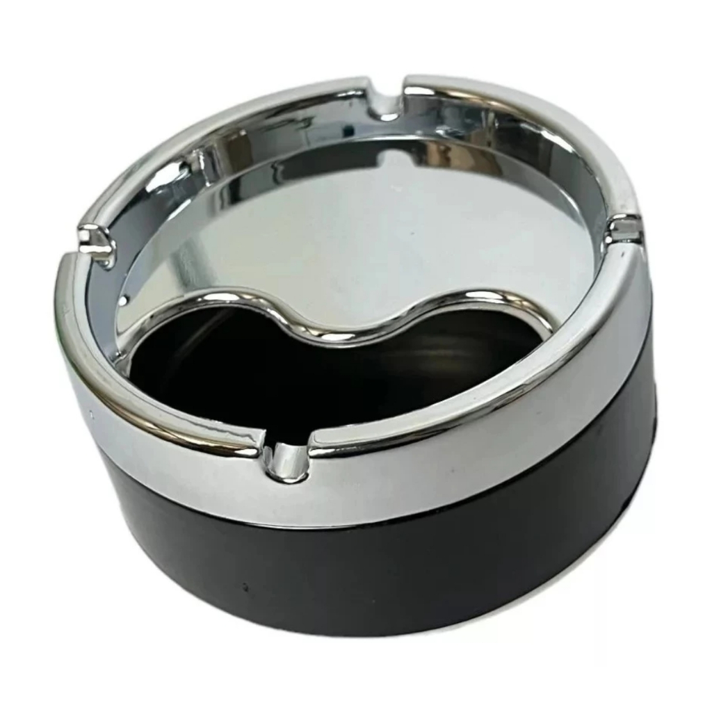 Cinzeiro Redondo Inox Revestimento Plásctico Modelo Liso Aço Brilhante Liso / Sem Desenho