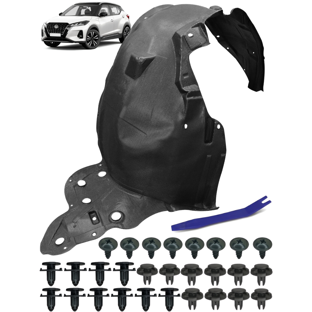 Parabarro para Nissan Kicks 2017 2018 2019 2020 2021 2022 a 2024 Kit Dianteiro Capa de Roda + Grampo