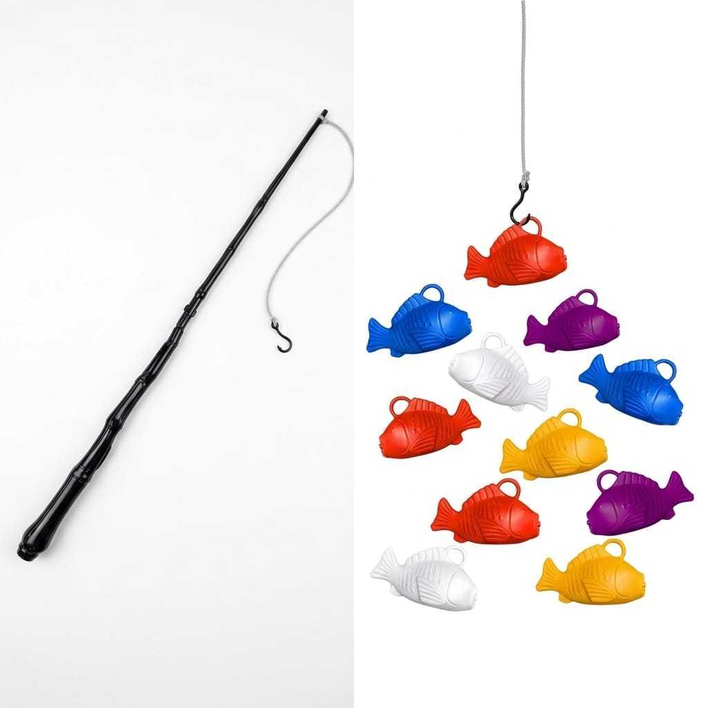 Kit [10+2] [20+3] [30+4] Peixinhos para Pescaria + Vara de Pescar Jogo de Pesca + Vara e Anzol Festa Junina Brinquedos