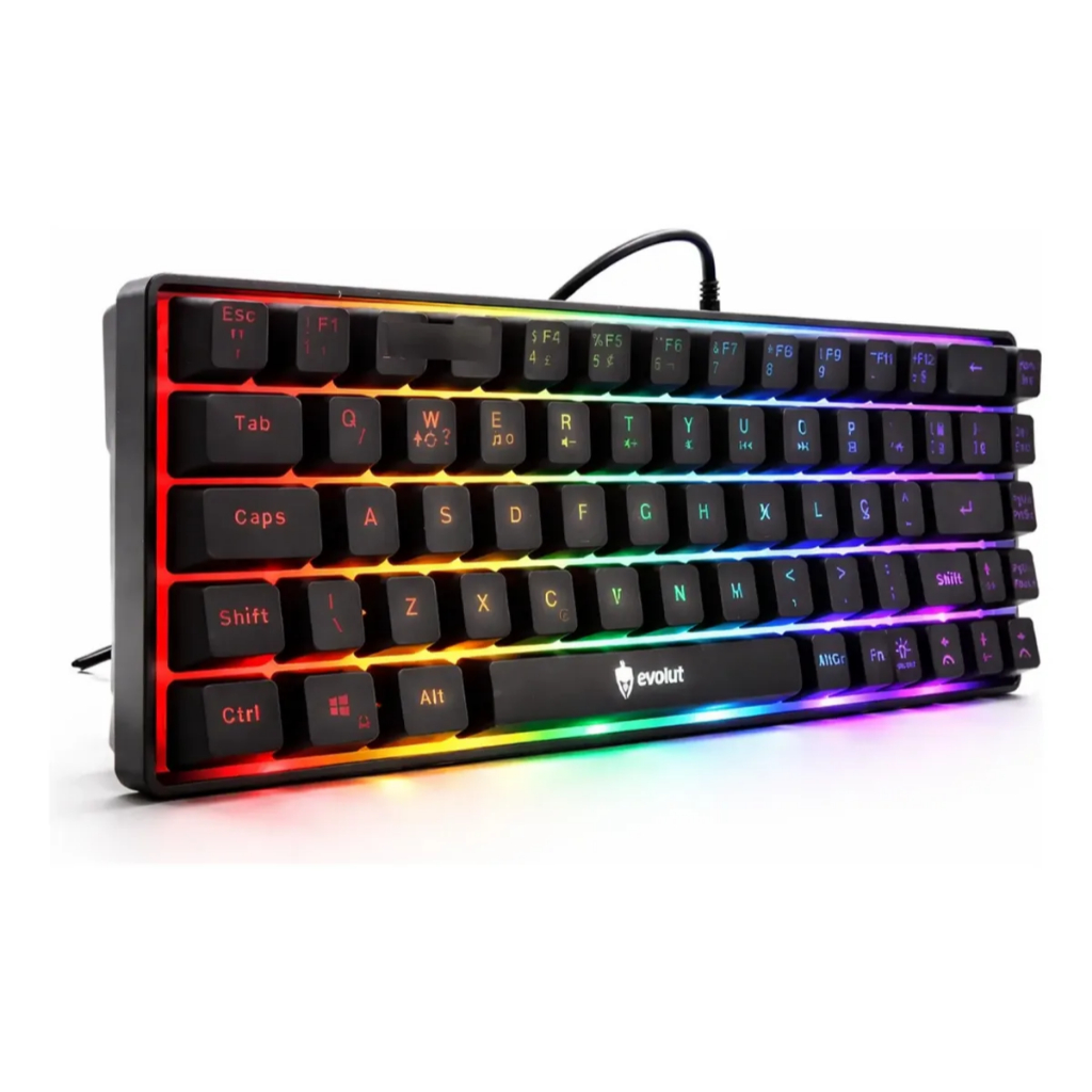 Teclado Gamer Semi Mecânico Compacto 60% RGB Rainbow ABNT2 AntiGhost Usb Pc Notebook