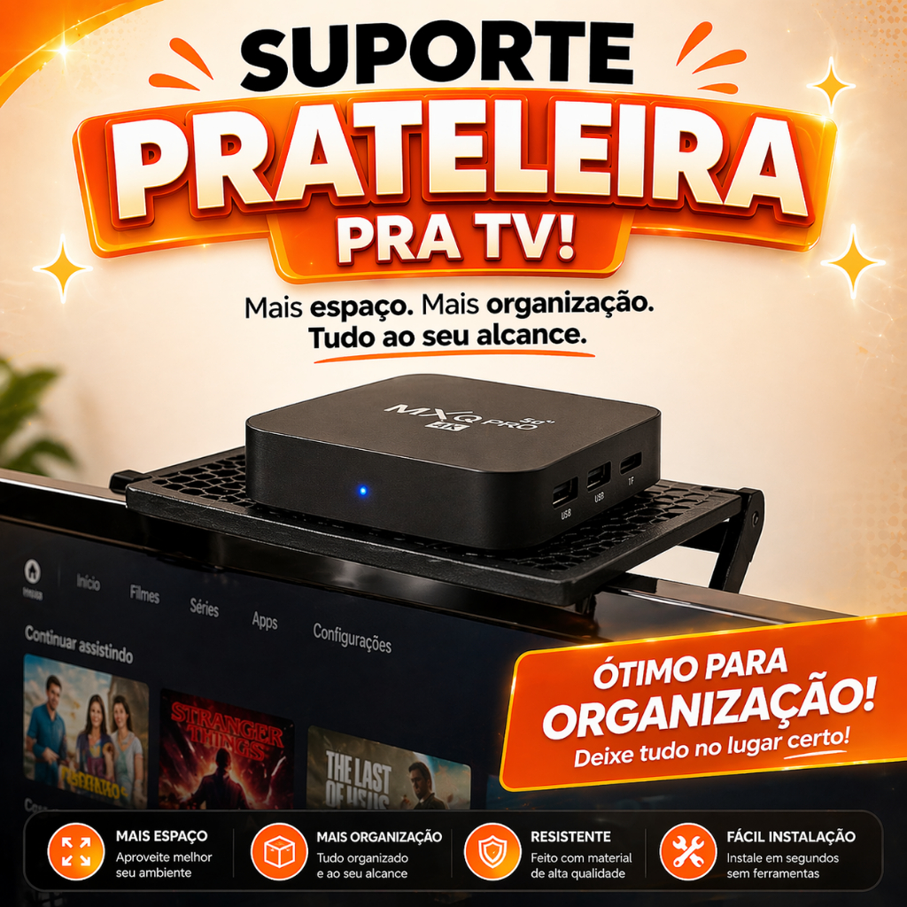 Suporte Tipo Prateleira para Tv Box, Objetos, Conversor, Aparelho, Suporte TV, Organização, Moderno