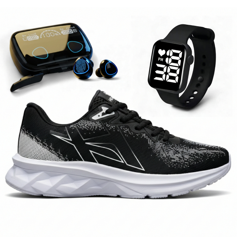 Kit Tênis Masculino + Relógio Digital + Fone Bluetooth Esportivo Academia Presente Promoção