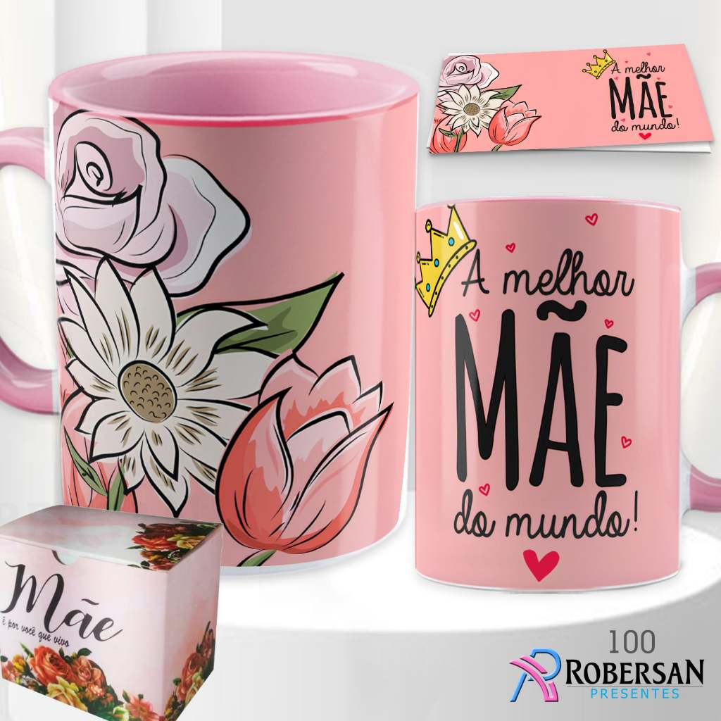 Caneca Dia das Mães Personalizada com Nome Porcelana 325ml Presente para Mãe Aniversário Lembrança