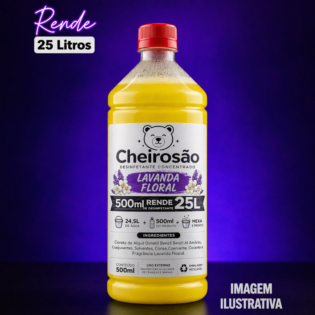 PROMOÇÃO - DESINFETANTE CONCENTRADO LAVANDA FLORAL 500ML – FAZ 25L | DEIXA TUDO PERFUMADO!!!