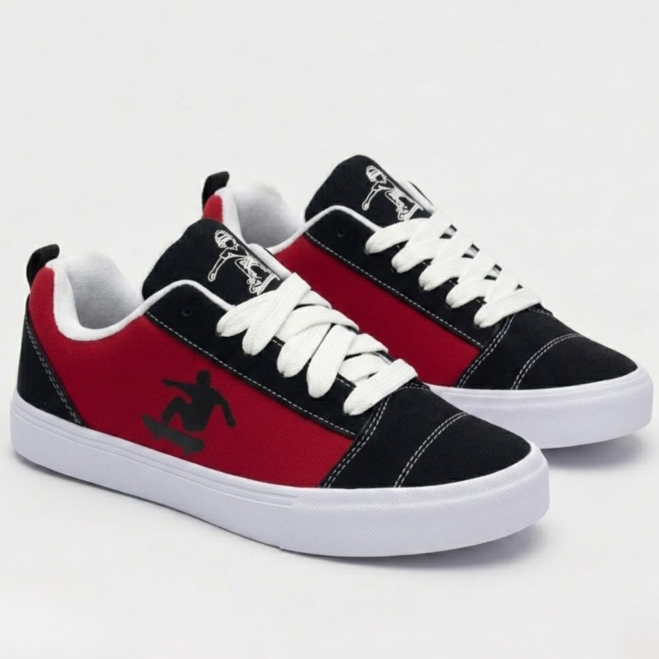 Tênis Masculino Sneaker Casual Vermelho Preto Lona Camurça Old Skool Street Confortável - Promoção !