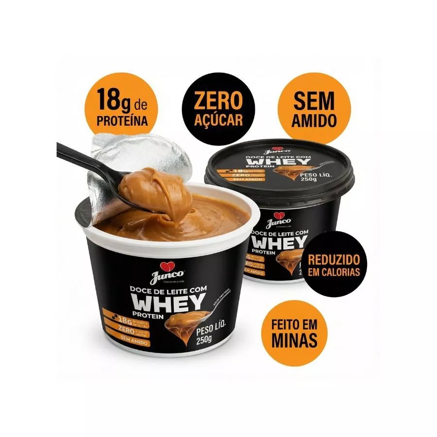 Kit 2 Doce de Leite com Whey Protein Zero Adição de Açúcar Junco 500g sem Amido sem Glúten