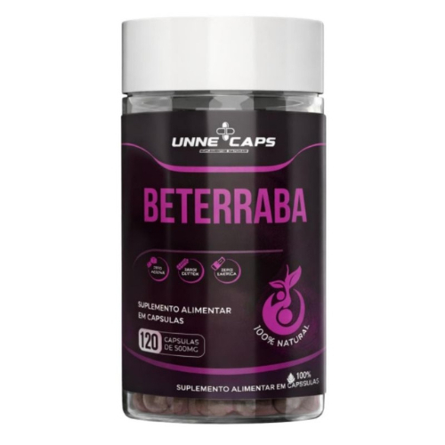 Beterraba 100%pura e natural - unne+caps - pote com 120 cápsulas de 500mg