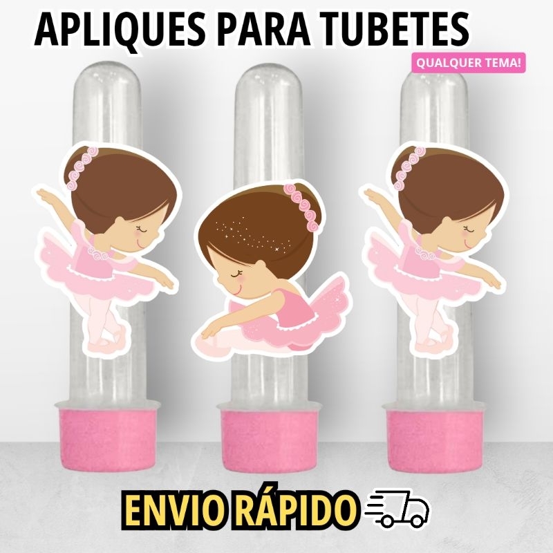 20 Apliques para Tubetes BAILARINA , personalizados lembrancinhas festa aniversário Infantil