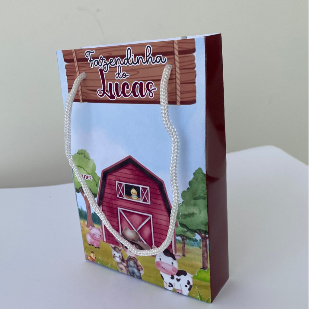 Kit Sacolinha 10|15|20 Personalizada Fazendinha 3 Festa 10x15cm | Lembrancinha, Embalagem, Kit Presente com Alça