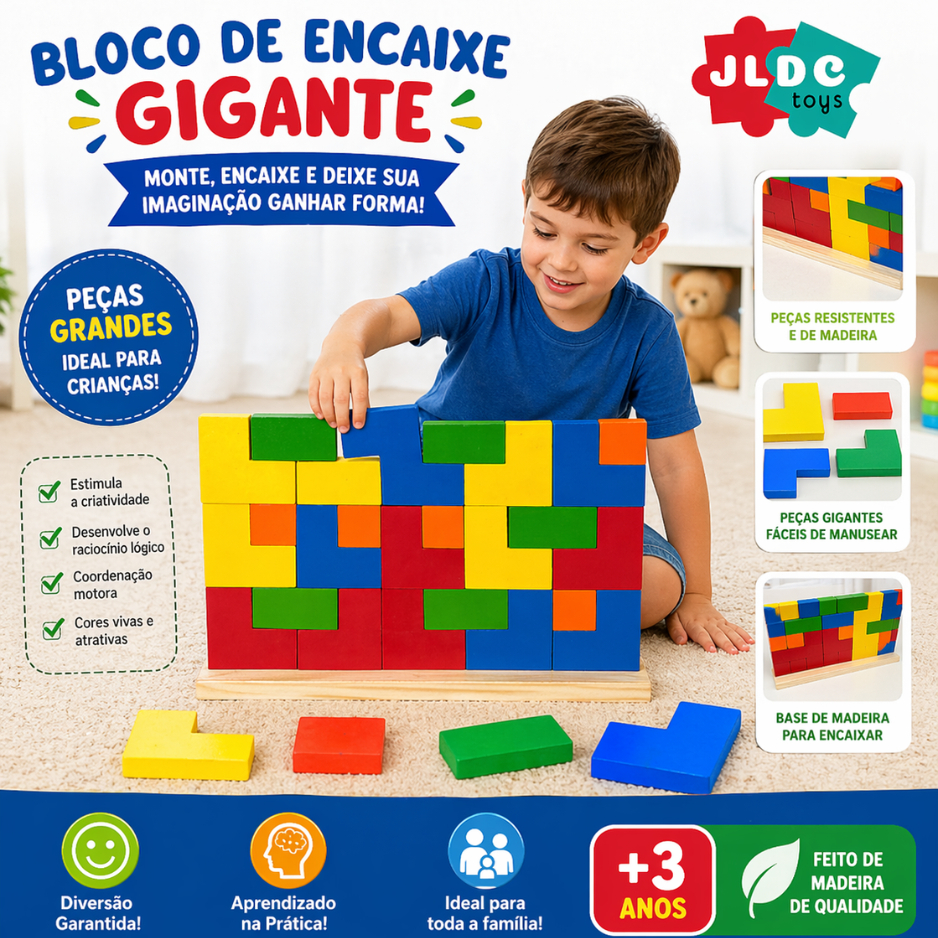 Blocos de Encaixes Vertical Tetris 25 pçs Coloridas Jogo Pedagógico