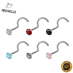 Piercing Nostril Anzol TitâNio com ZircôNia Redonda,disponível em várias cores