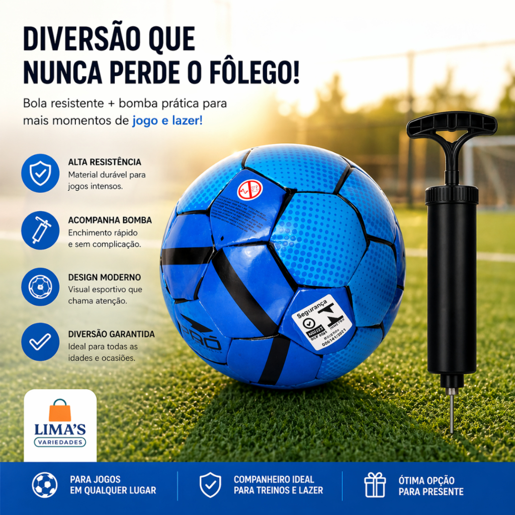 Bola Oficial de Futebol PVC com Bomba de Encher Tamanho 5 Campo