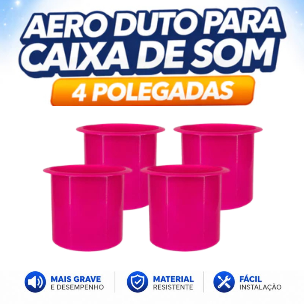Aero Duto Circular Para Caixa De Som Alto Falante 4 Polegada Rosa Fluorescente