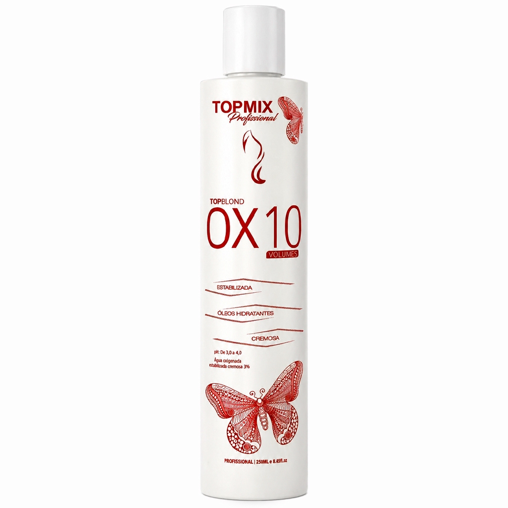 Água Oxigenada 10 Vol Topmix Profissional 250ml Coloração Tonalização Cabelo