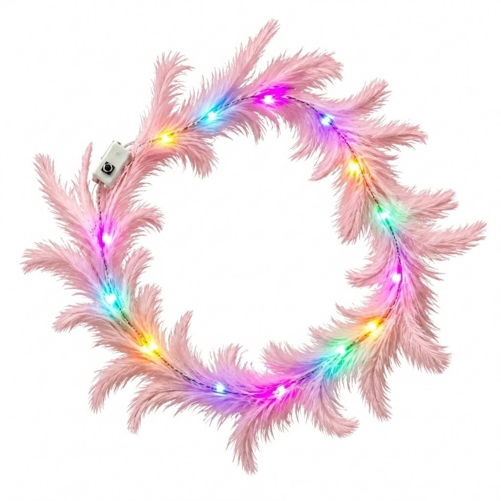 Tiara Coroa Pena Rosa De Led
