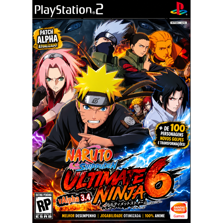 Naruto Shippuden 6 Alpha PS2 Patch Atualizado Anime Luta PlayStation 2